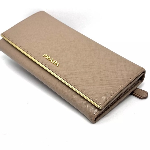 Prada Saffiano Metal Leather Wallet Crossbody Very Good Condition